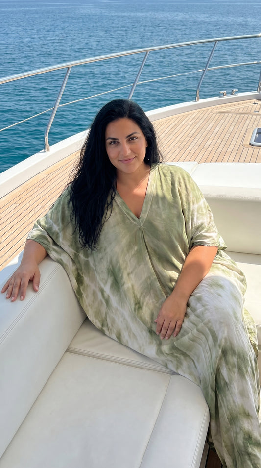 Safari Green Tie Dye Kaftan