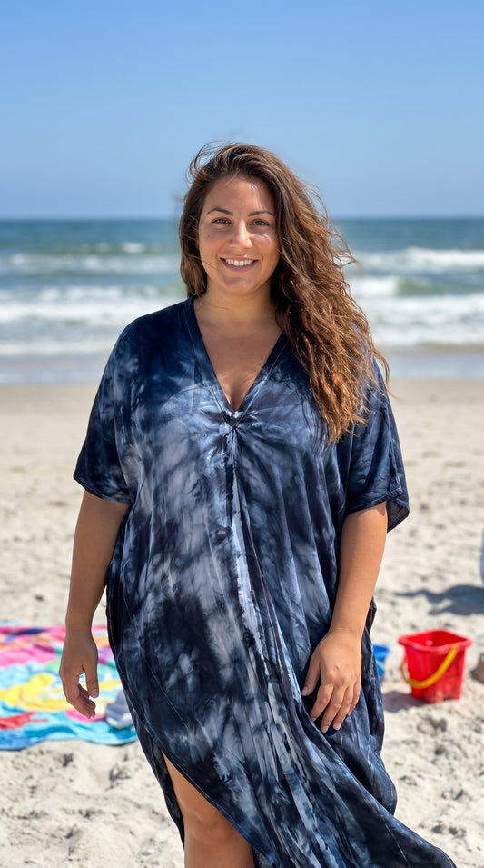Dark Navy Tie Dye Kaftan