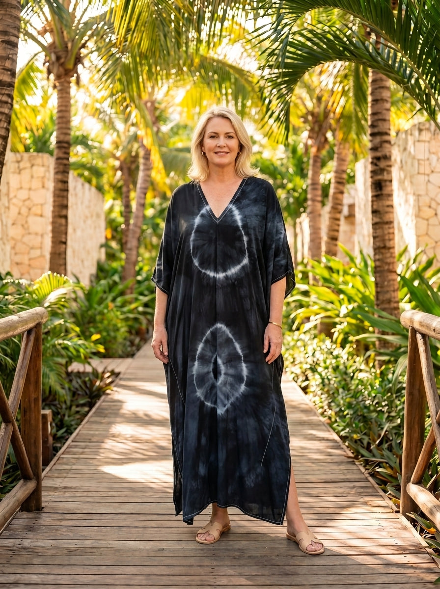 Black Tie Dye Kaftan