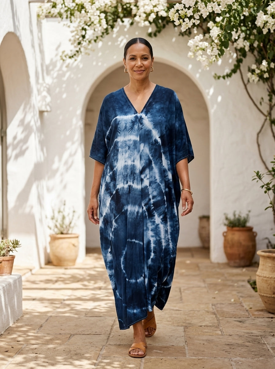 Navy Tie Dye Kaftan