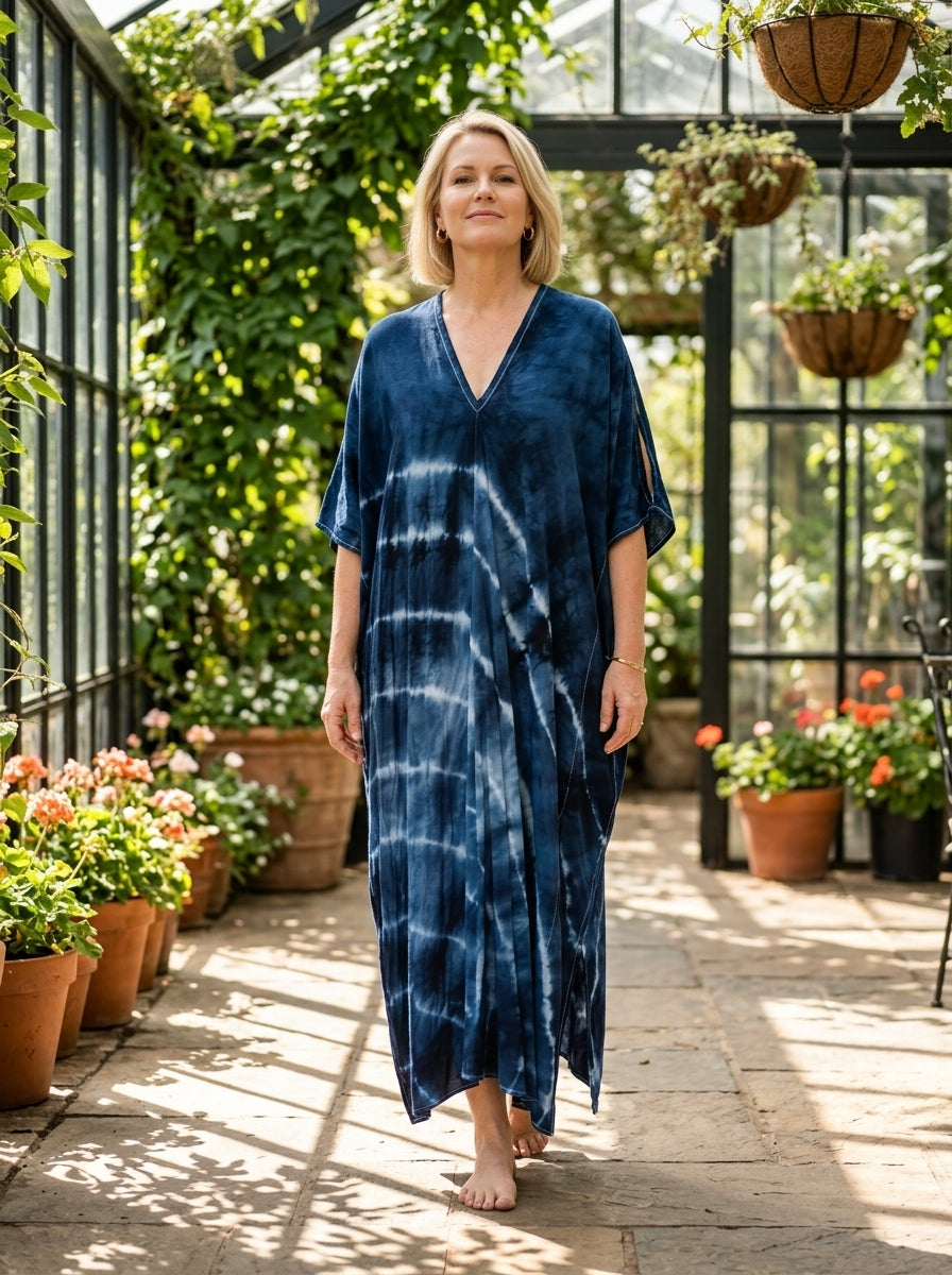 Navy Tie Dye Kaftan
