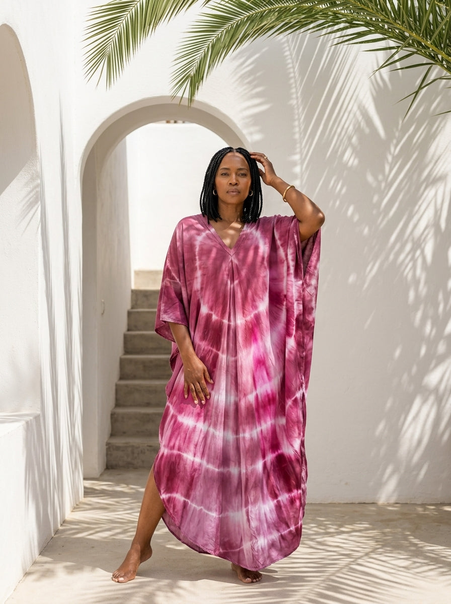 Mauve Tie Dye Kaftan