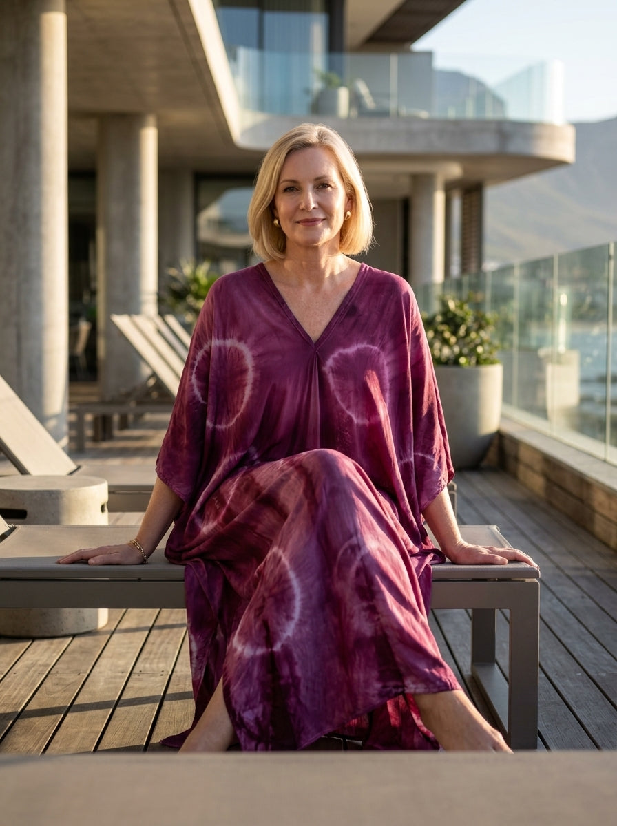 Mauve Tie Dye Kaftan