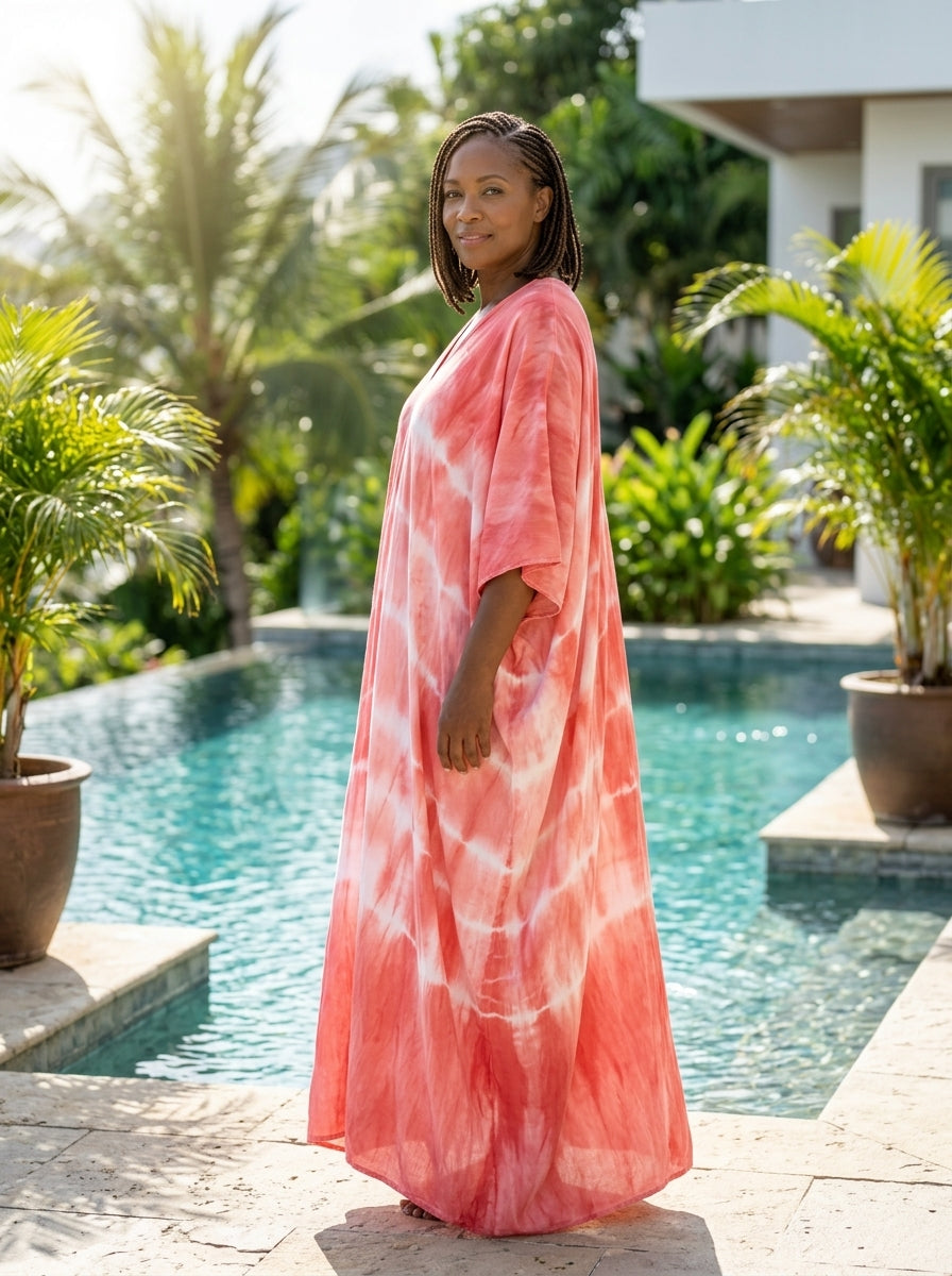 Mexican Red Tie Dye Kaftan