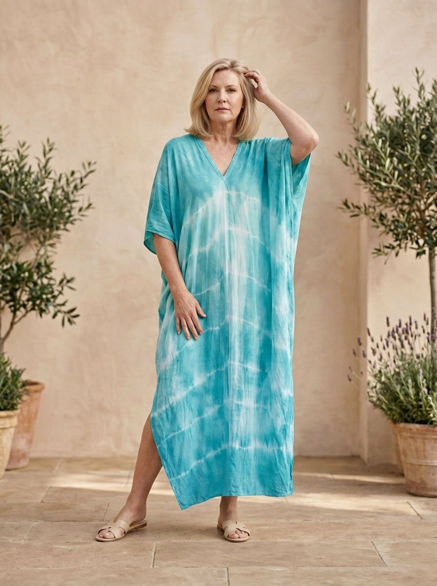 Turquoise Tie Dye Kaftan
