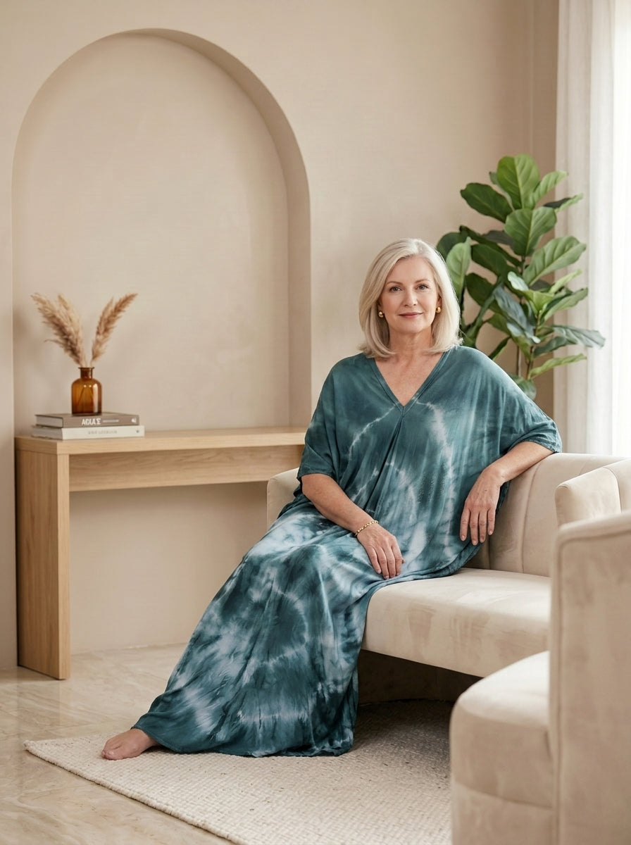 Moss Green Tie Dye Kaftan