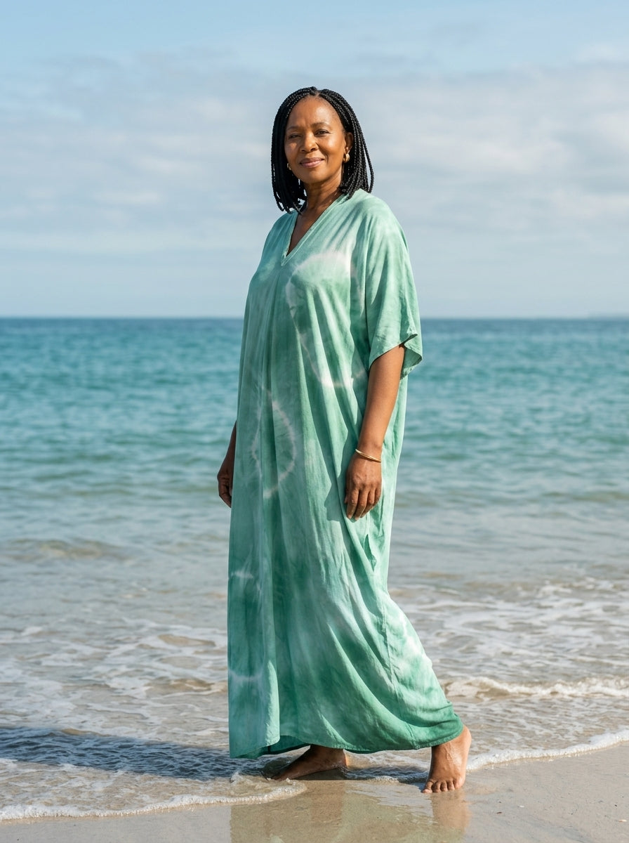 Green Tie Dye Kaftan
