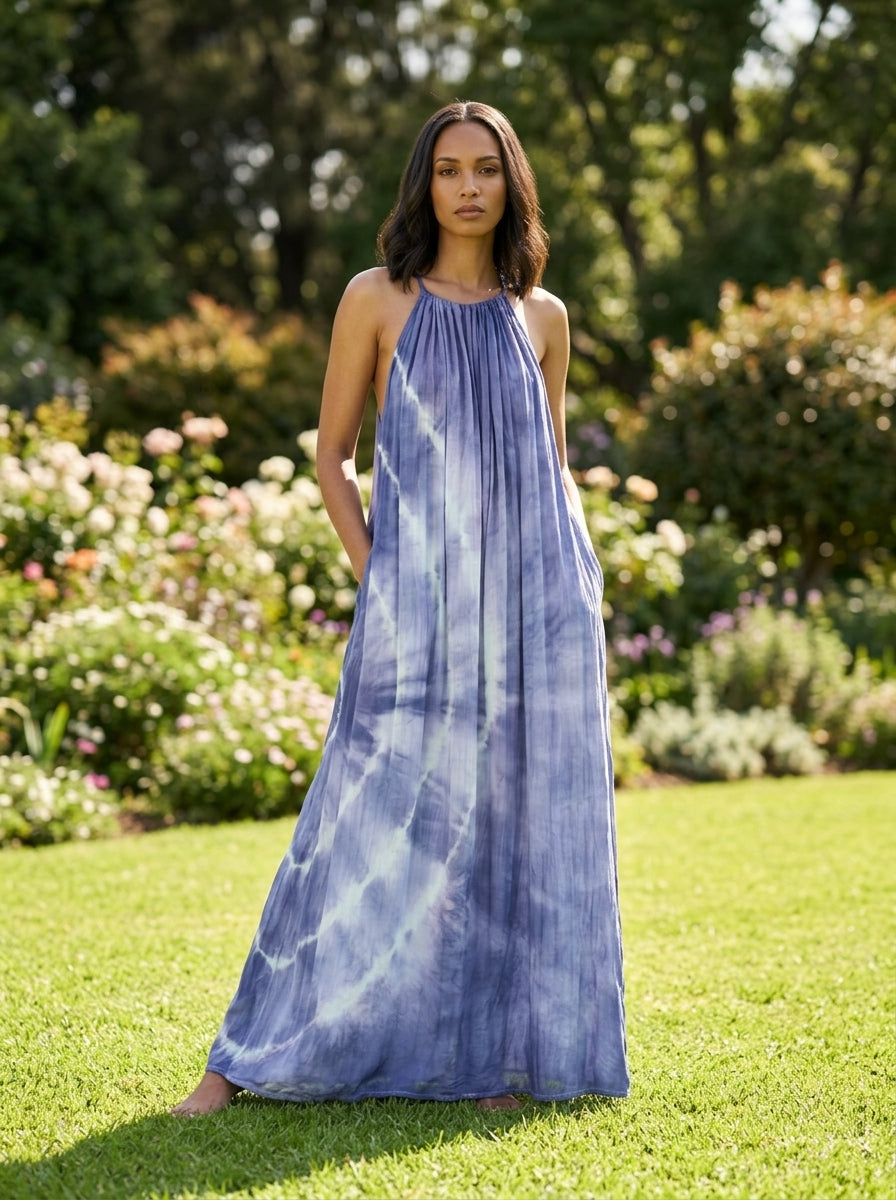 Purple Tie Dyed Maxi Summer Dress