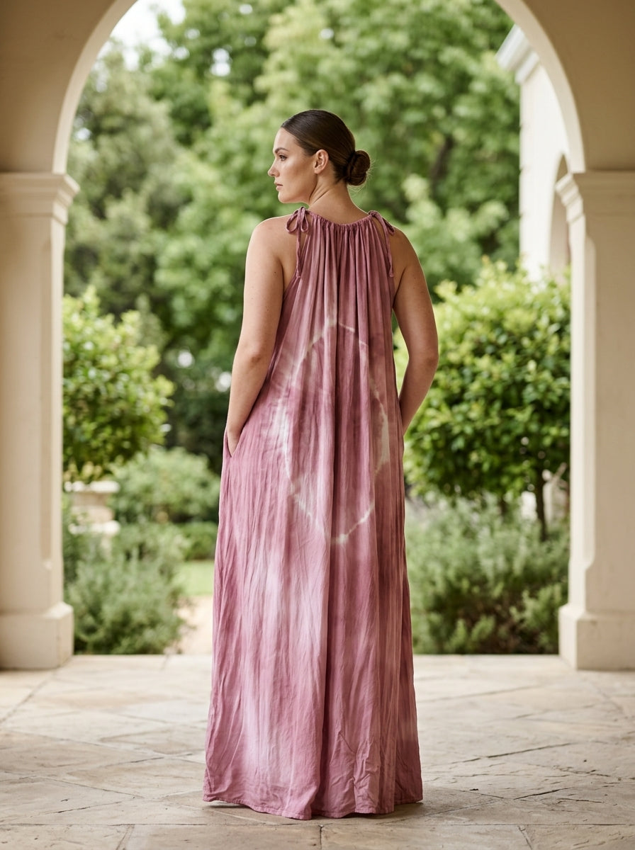 Mauve Tie Dyed Maxi Summer Dress