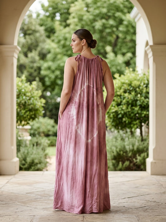 Mauve Tie Dyed Maxi Summer Dress
