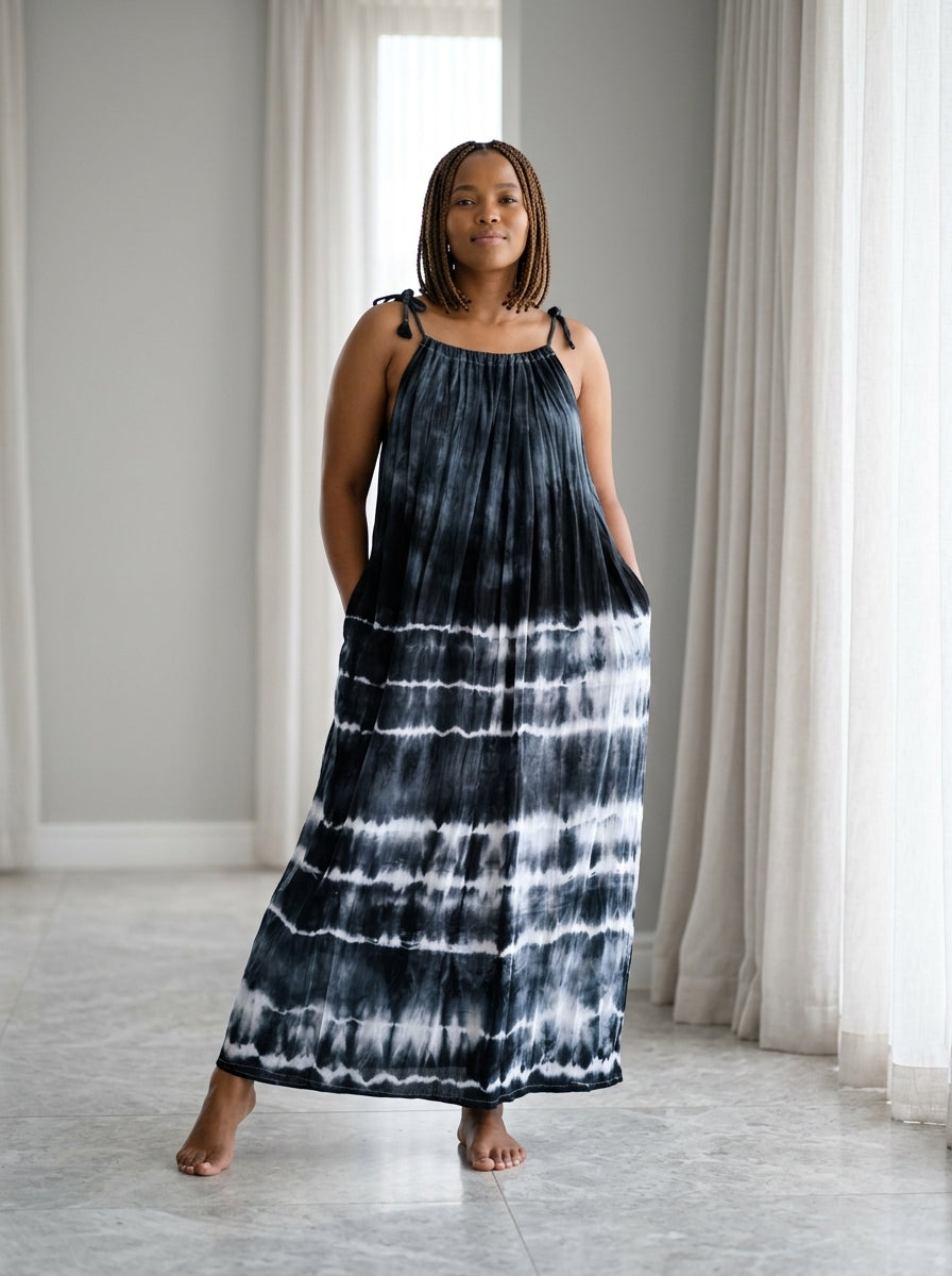 Black Tie Dyed Maxi Summer Dress