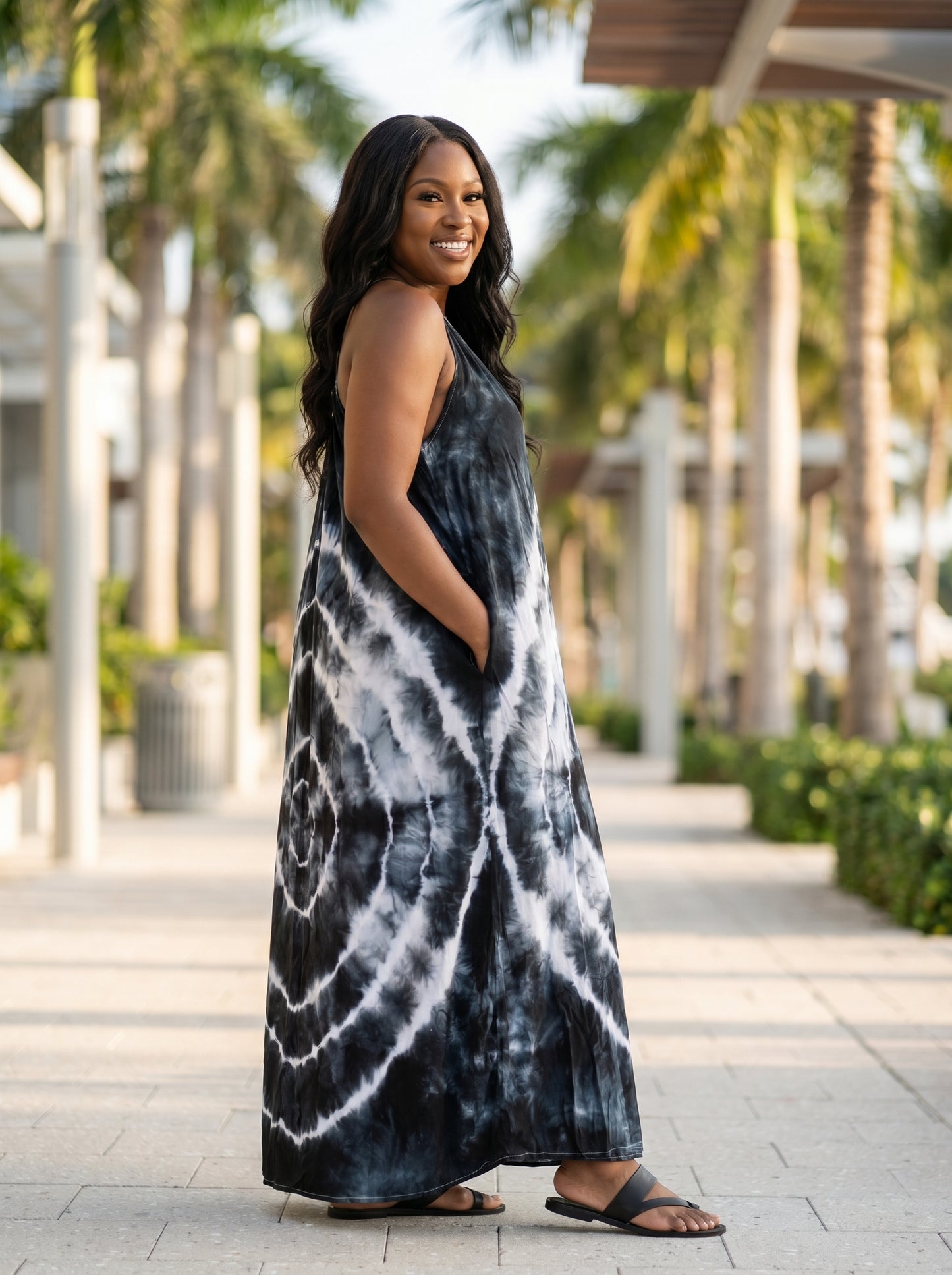 Black Tie Dyed Maxi Summer Dress