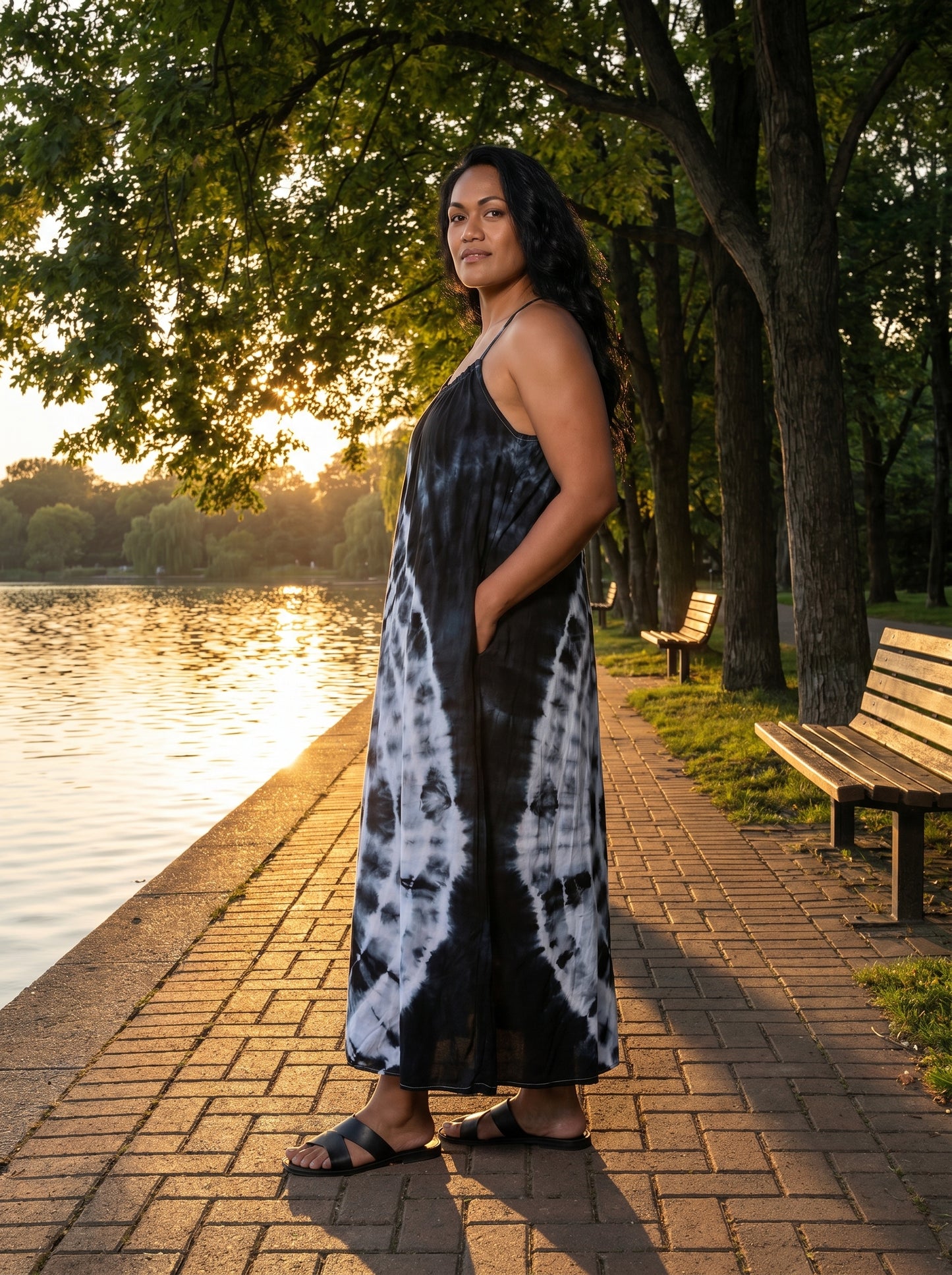 Black Tie Dyed Maxi Summer Dress
