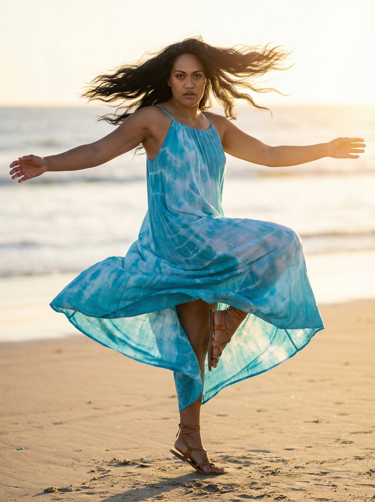 Turquoise Tie Dyed Maxi Summer Dress