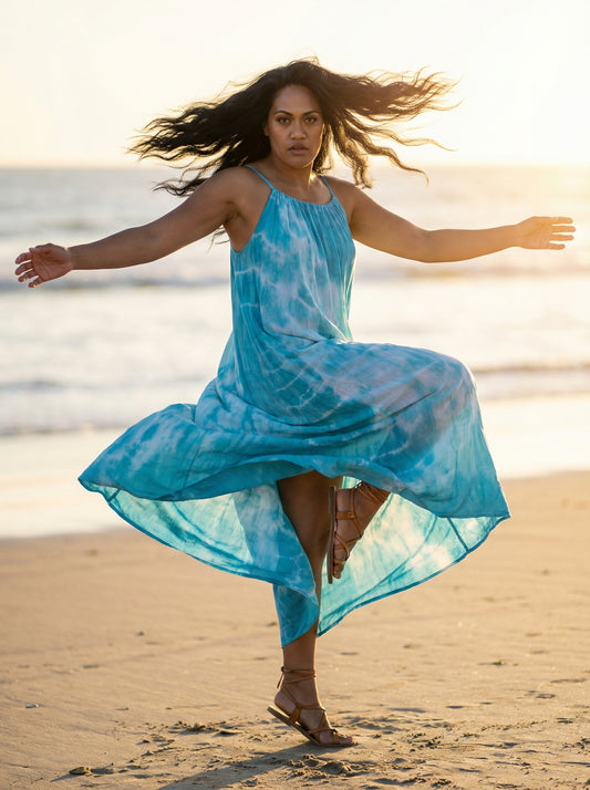 Turquoise Tie Dyed Maxi Summer Dress