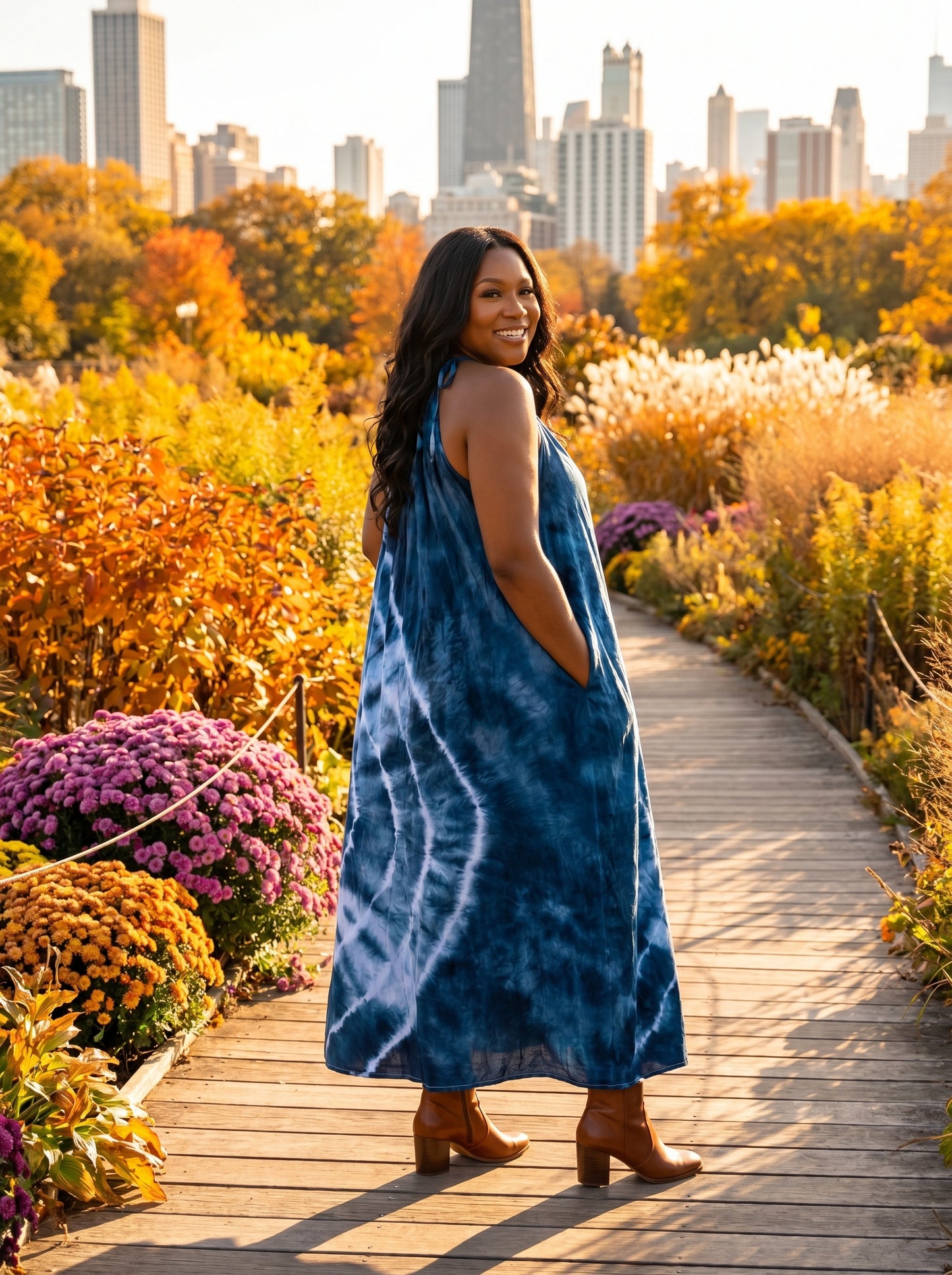 Navy Tie Dyed Maxi Summer Dress