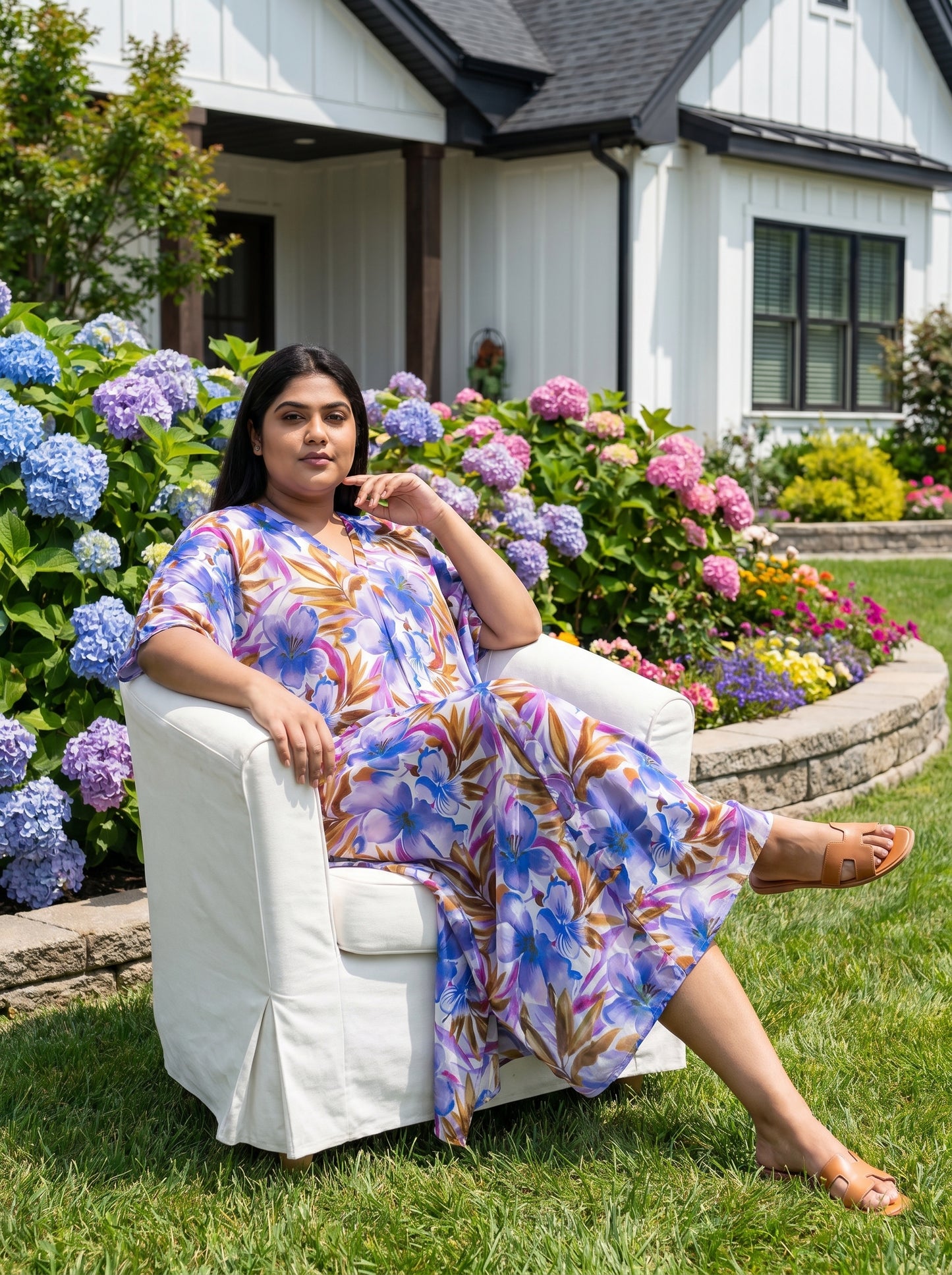 Purple Printed Kaftan