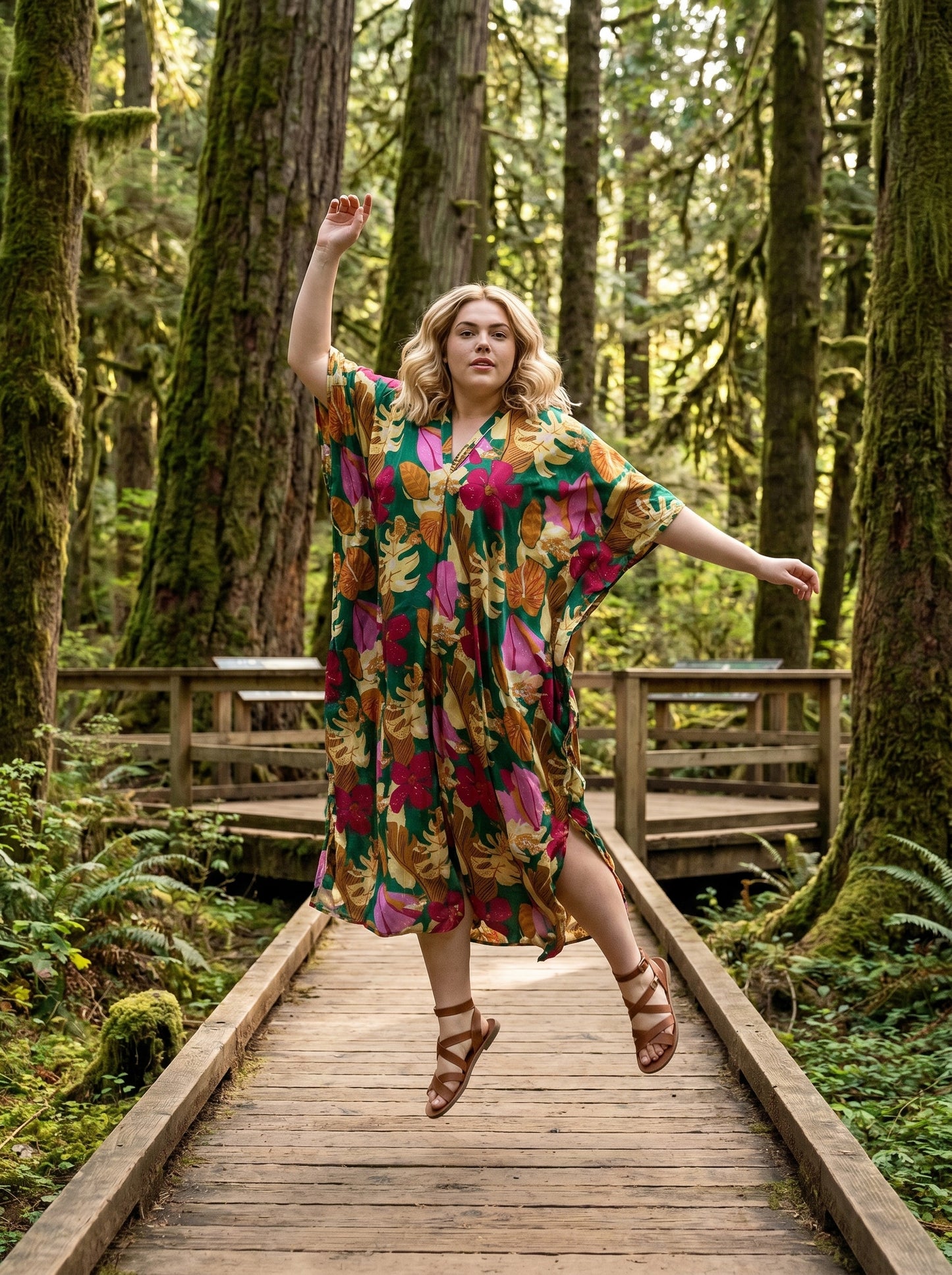 Green Printed Kaftan