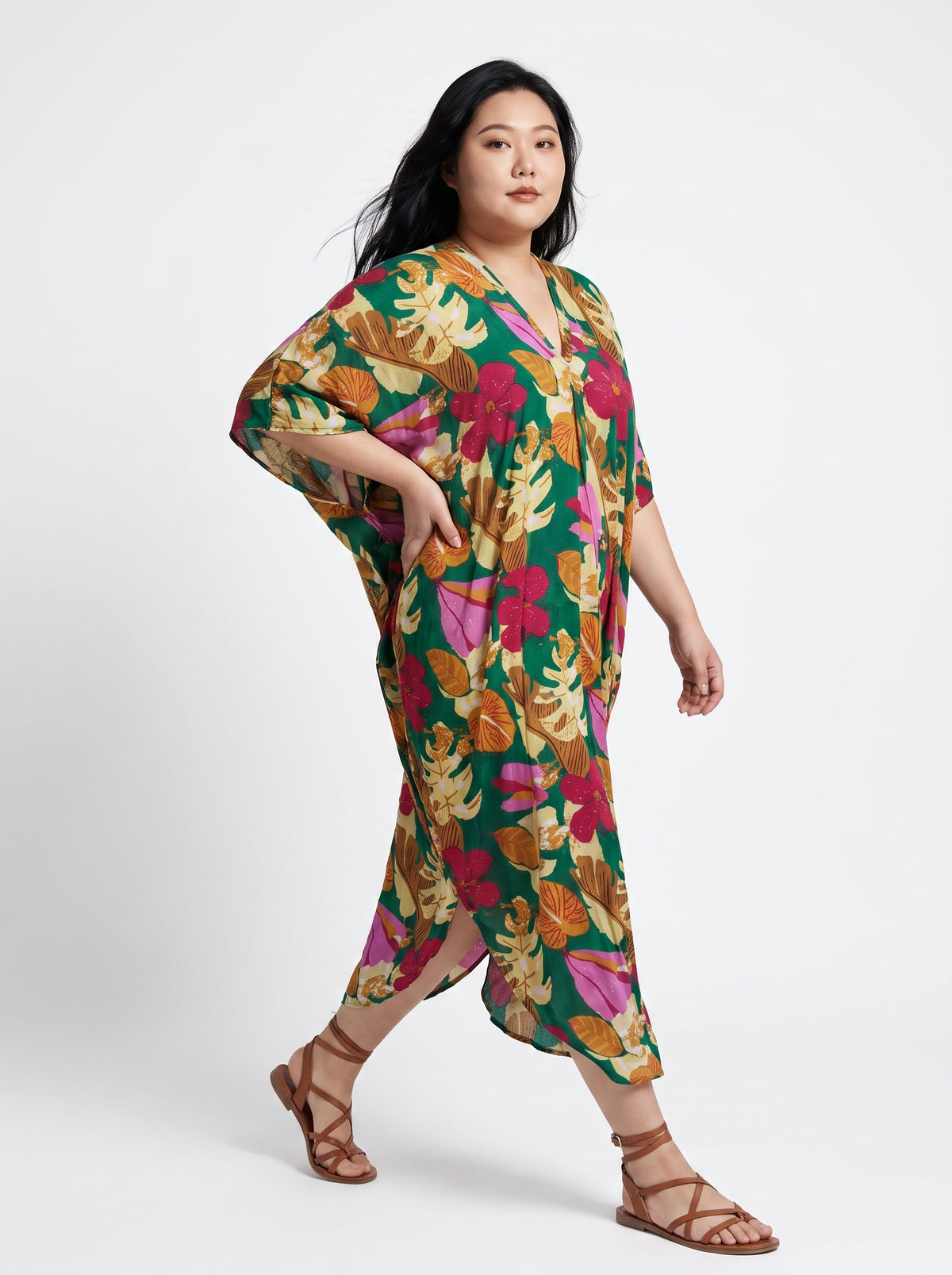 Green Printed Kaftan