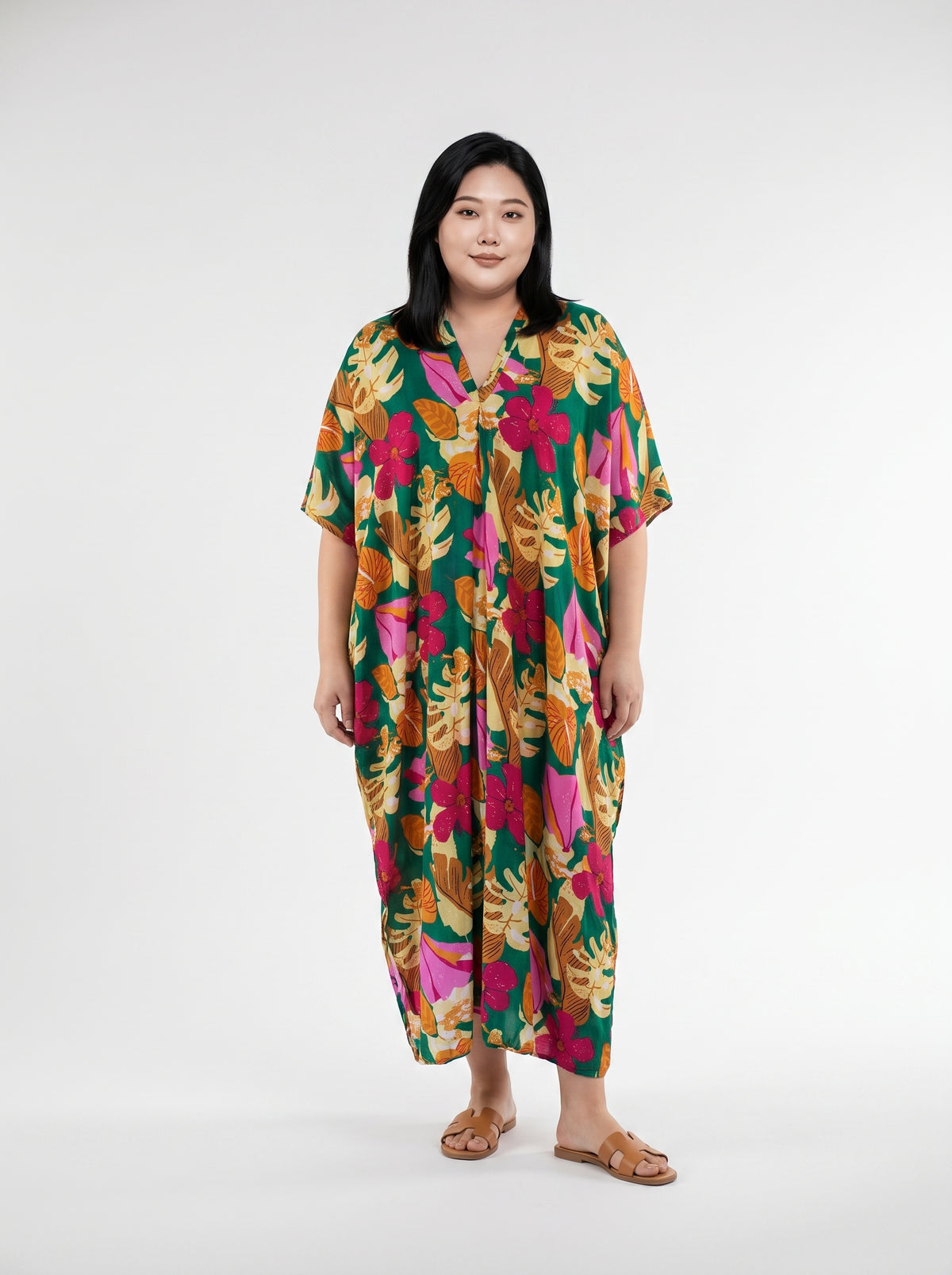 Green Printed Kaftan