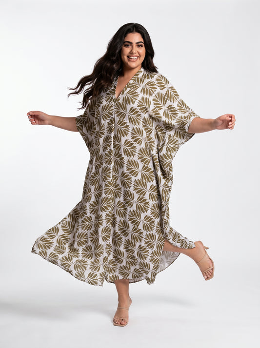 Brown Printed Kaftan