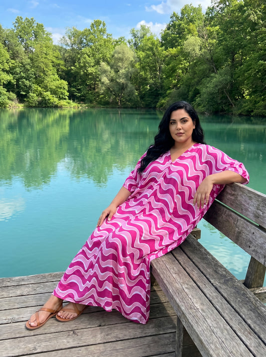 Pink Printed Kaftan