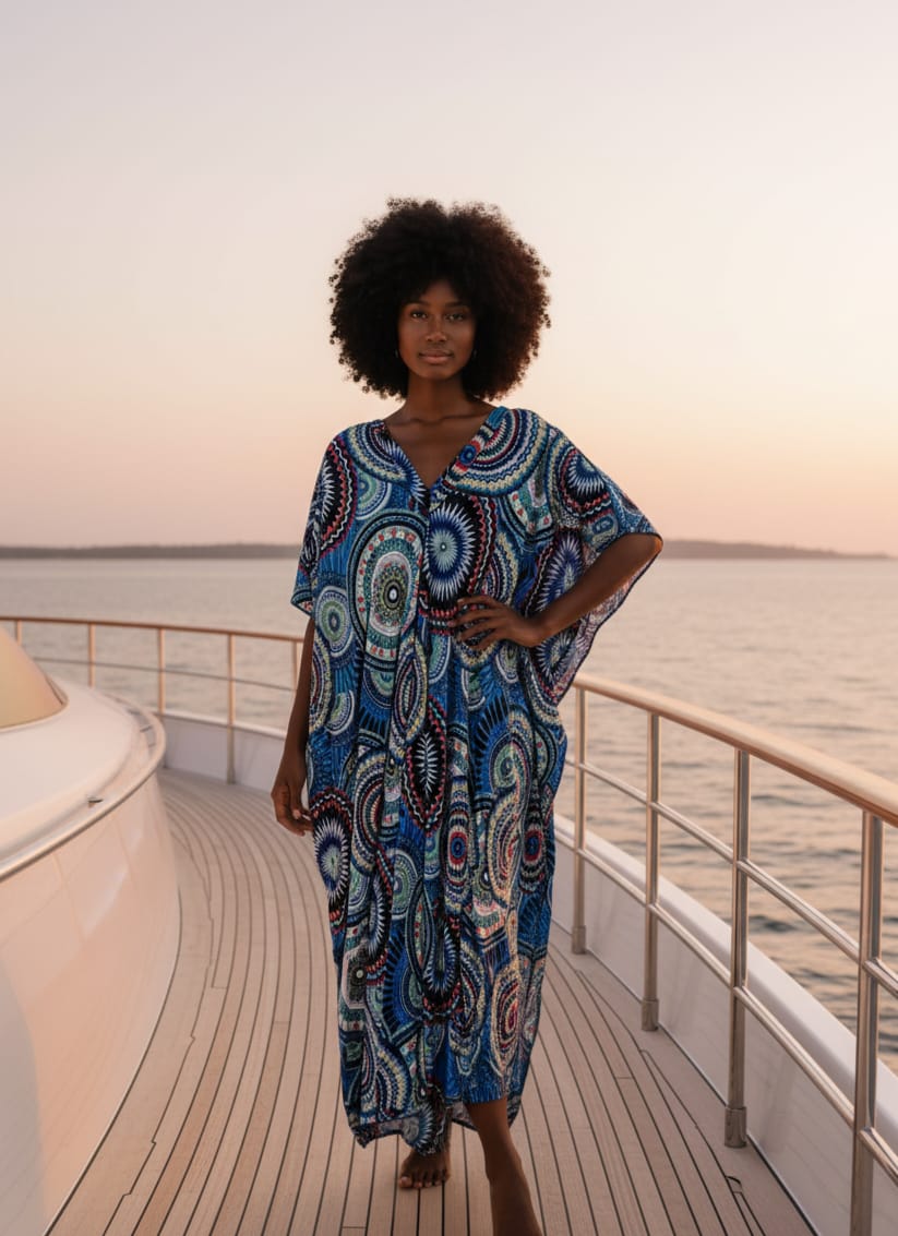 Shades of Blue Printed Kaftan