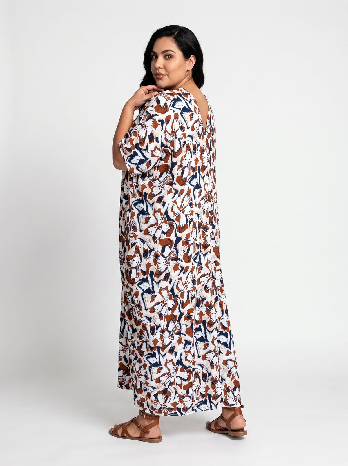 Bronze and Blue Printed Kaftan