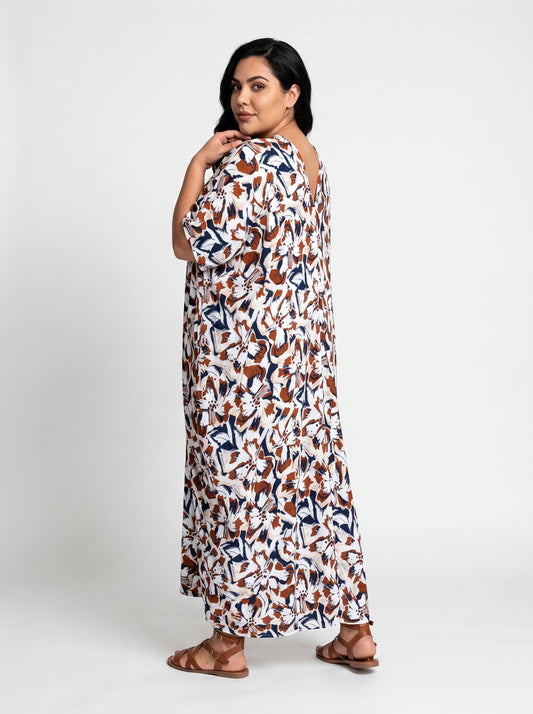 Bronze and Blue Printed Kaftan