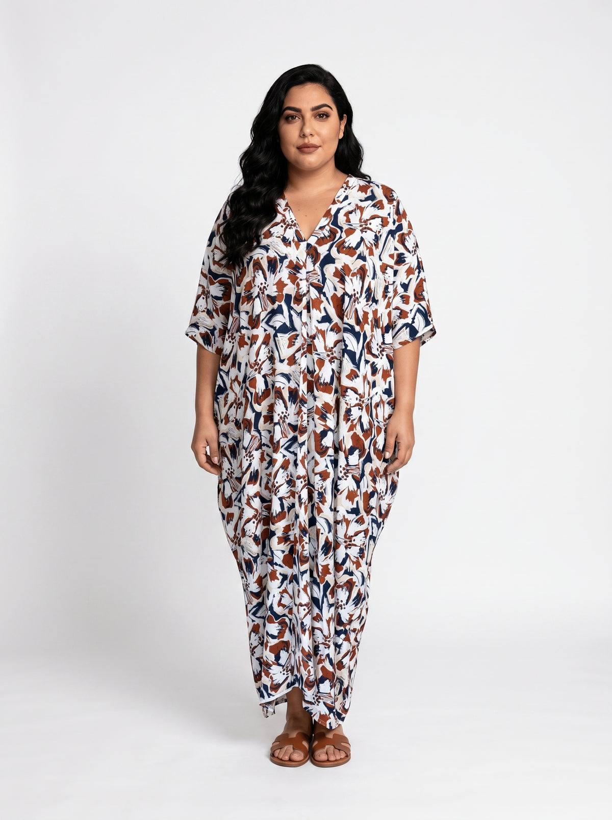 Bronze and Blue Printed Kaftan