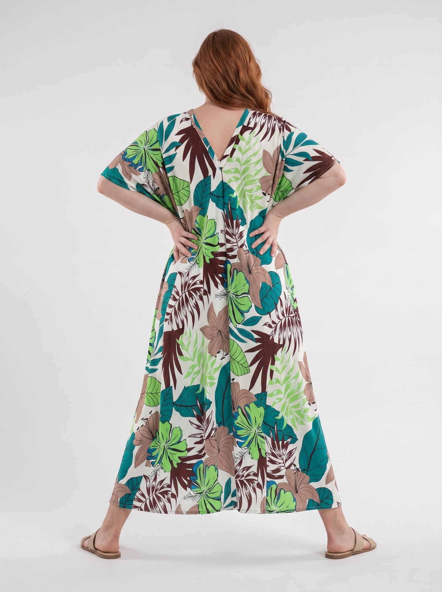 Shades of Green and Brown Printed Kaftan