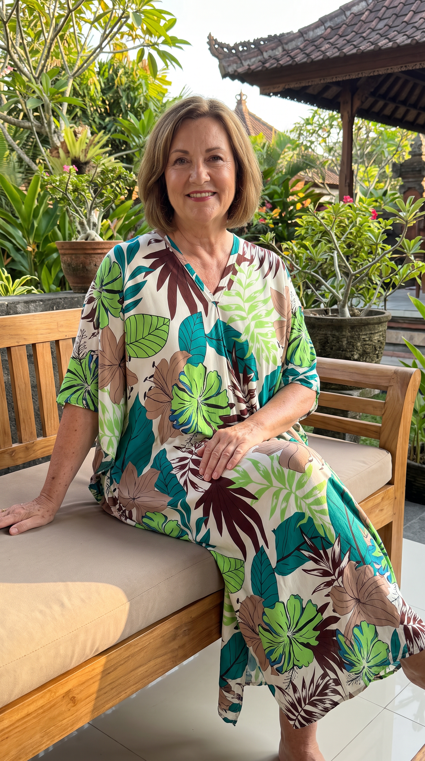 Shades of Green and Brown Printed Kaftan