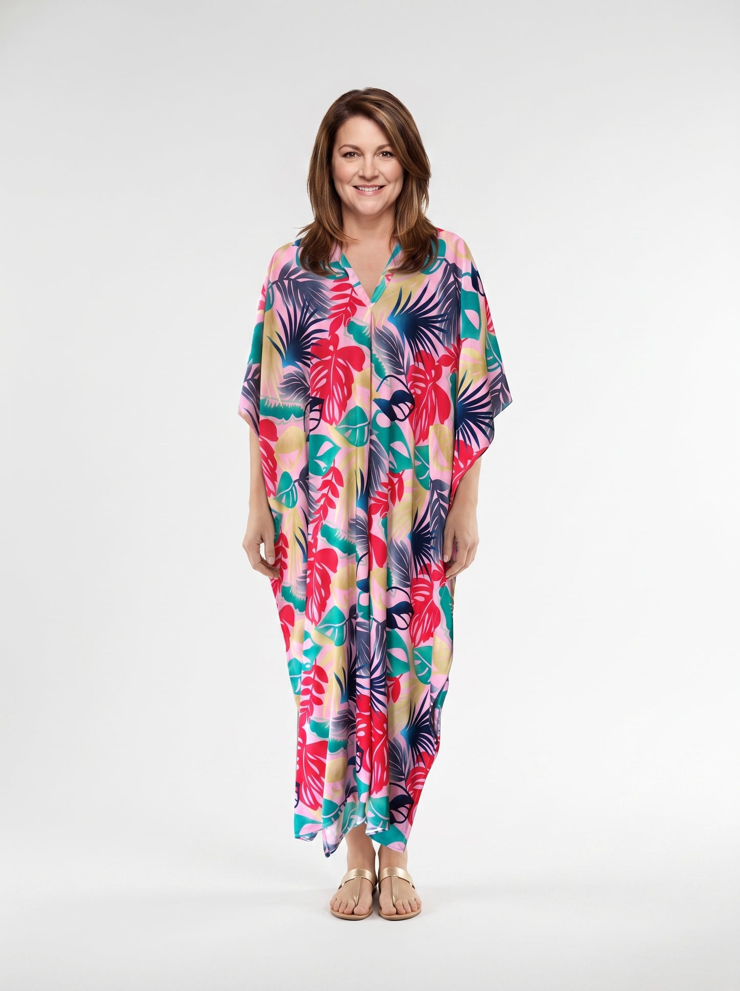 Blue, Red and Pink Printed Kaftan