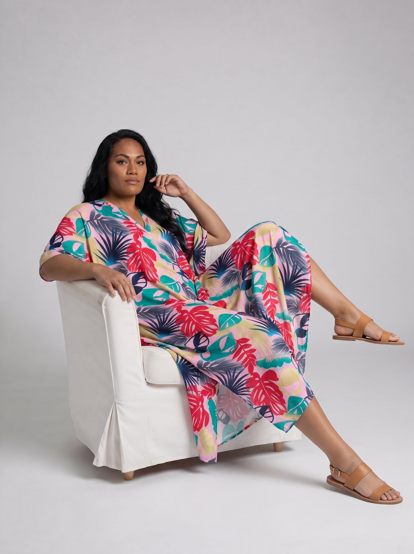 Blue, Red and Pink Printed Kaftan