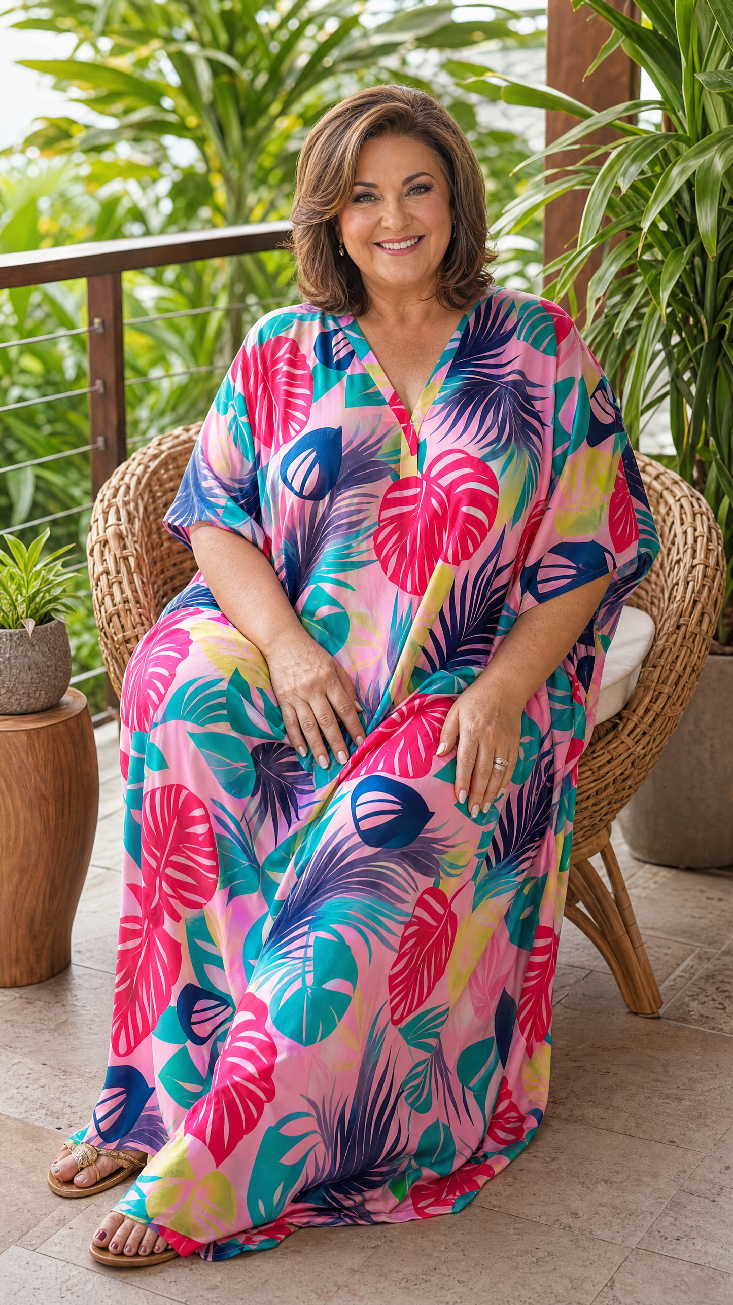 Blue, Red and Pink Printed Kaftan