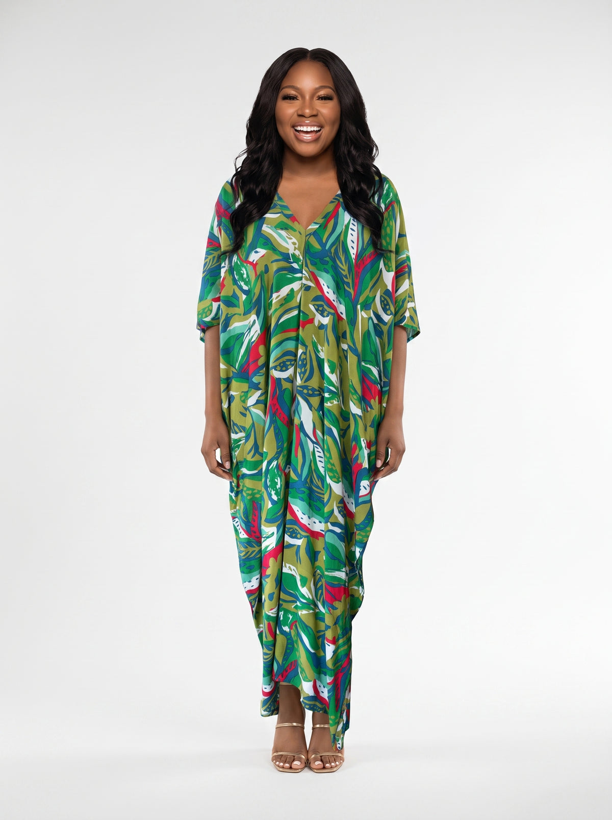 Green Printed Kaftan