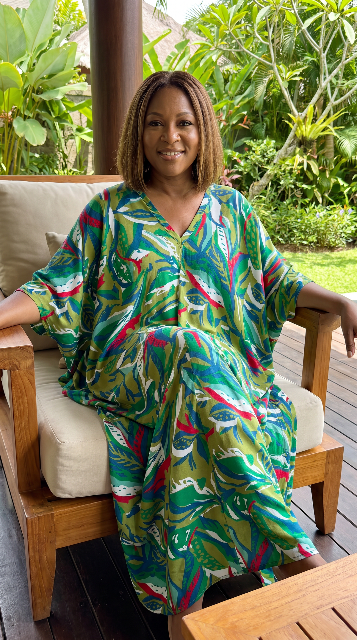 Green Printed Kaftan