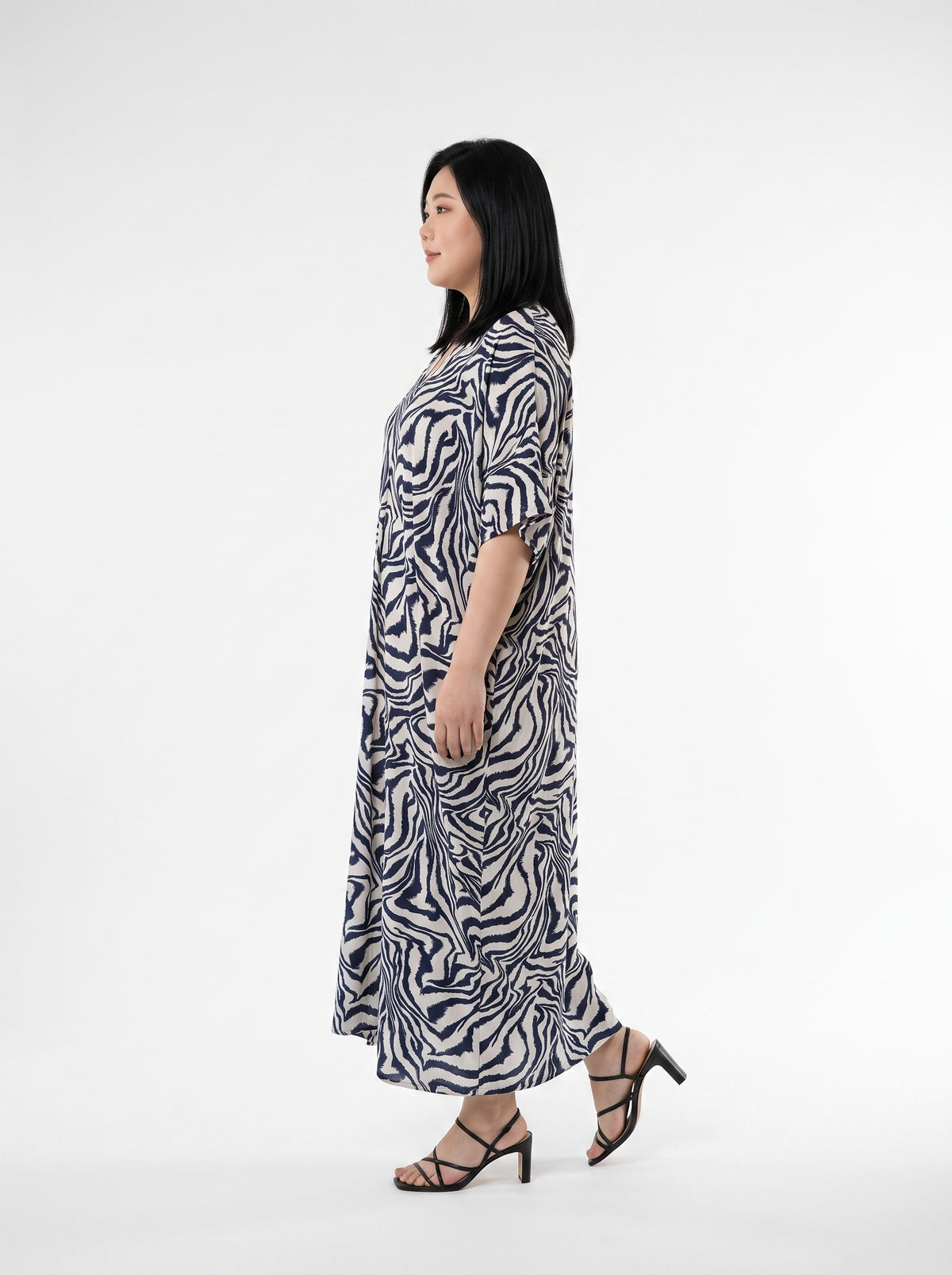 Pale Tan/Navy Printed Kaftan