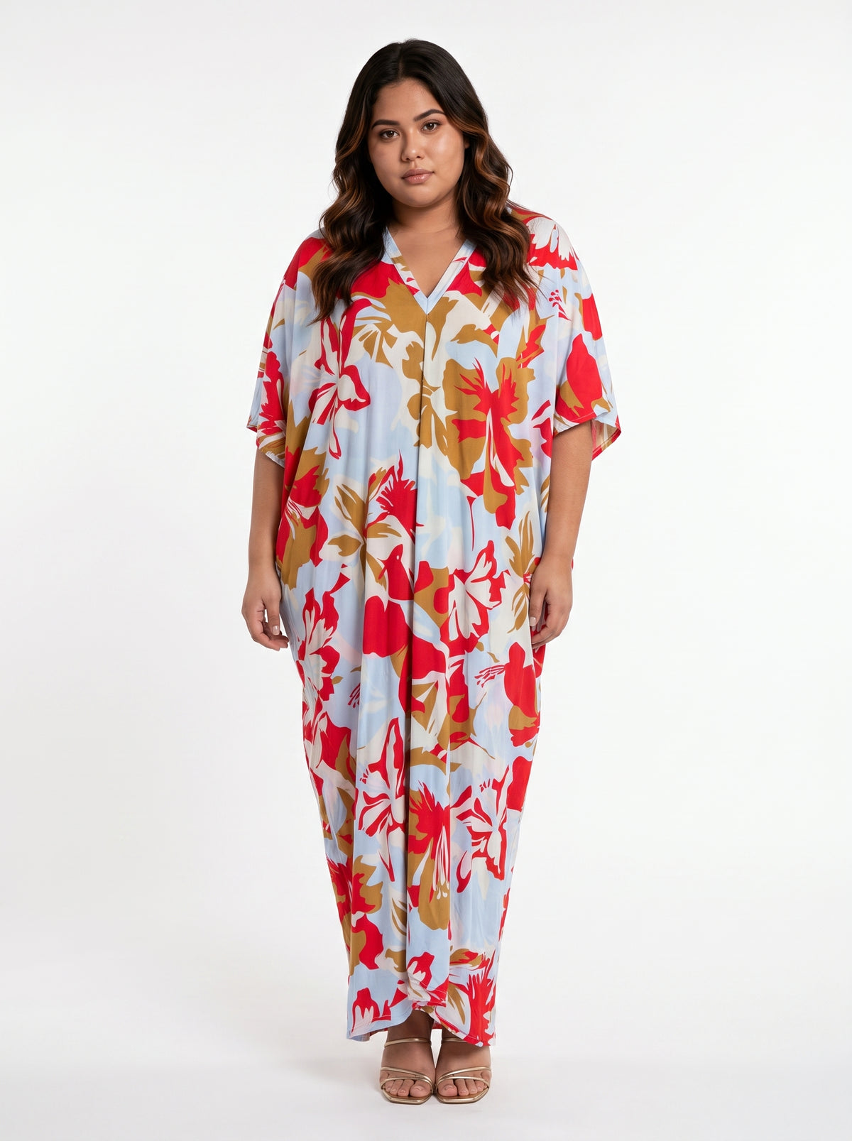Red & Tan Printed Kaftan
