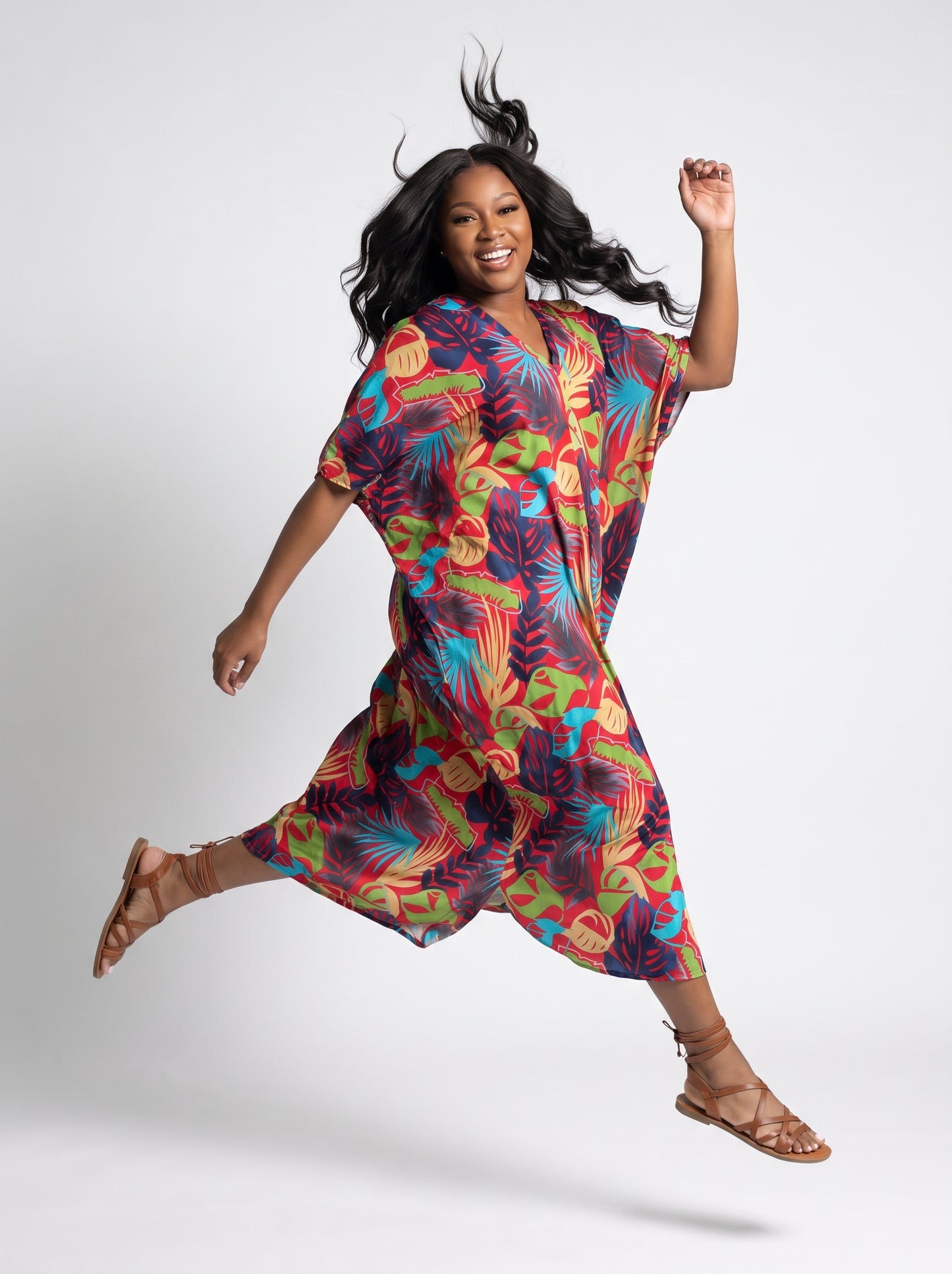 Red and Blue Printed Kaftan