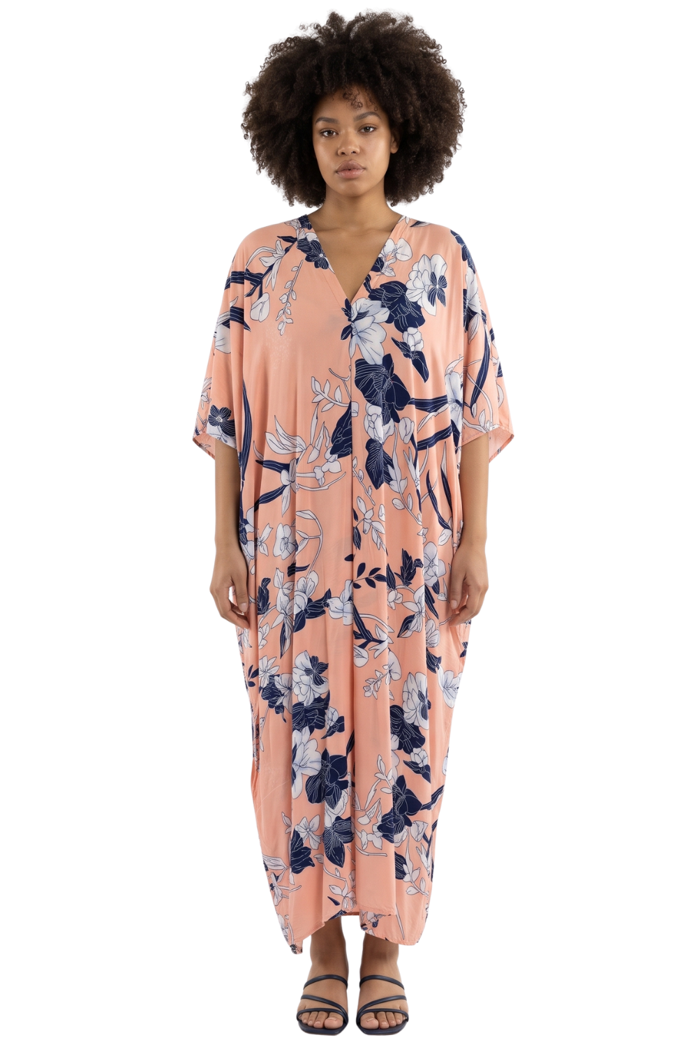 Salmon Pink Printed Kaftan