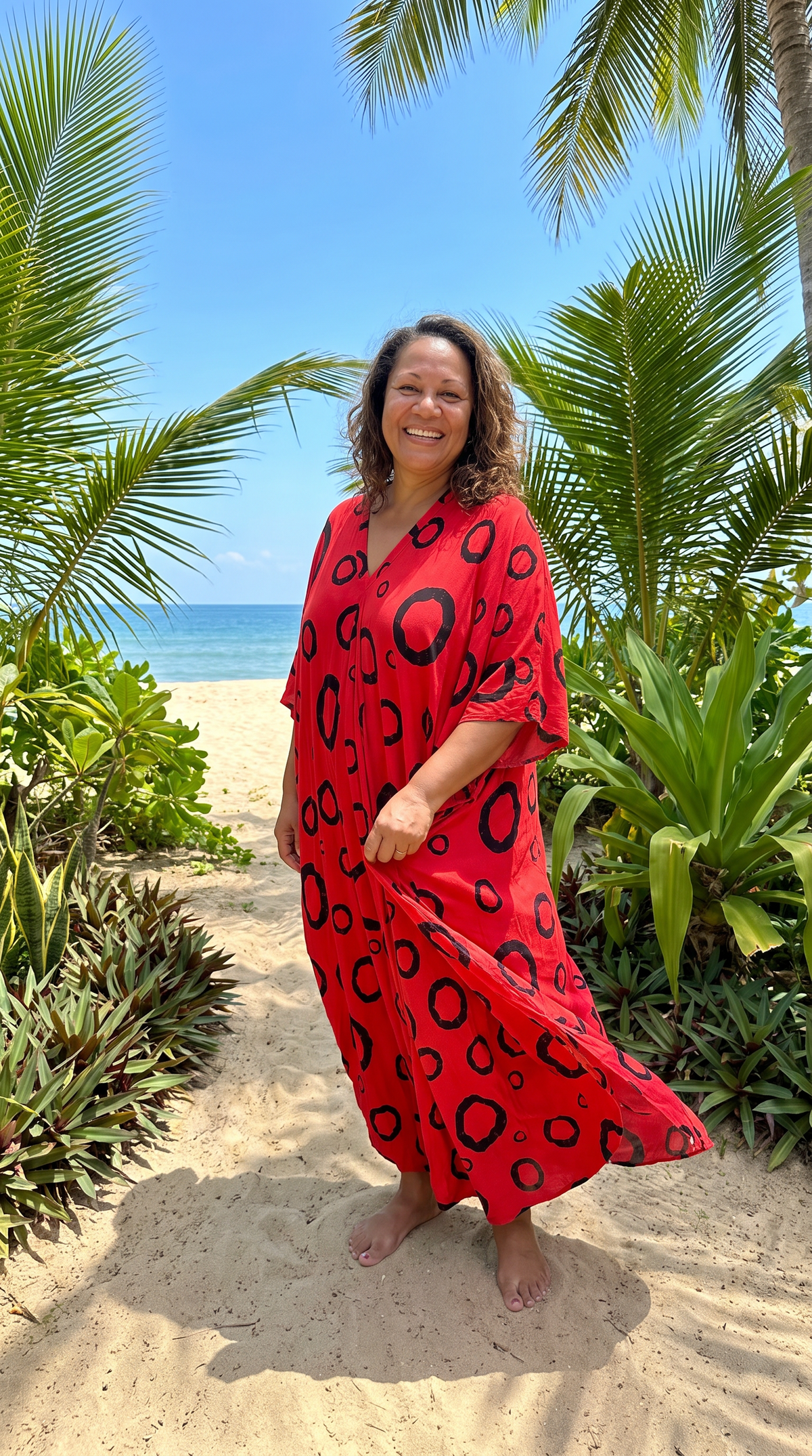 Red Printed Kaftan