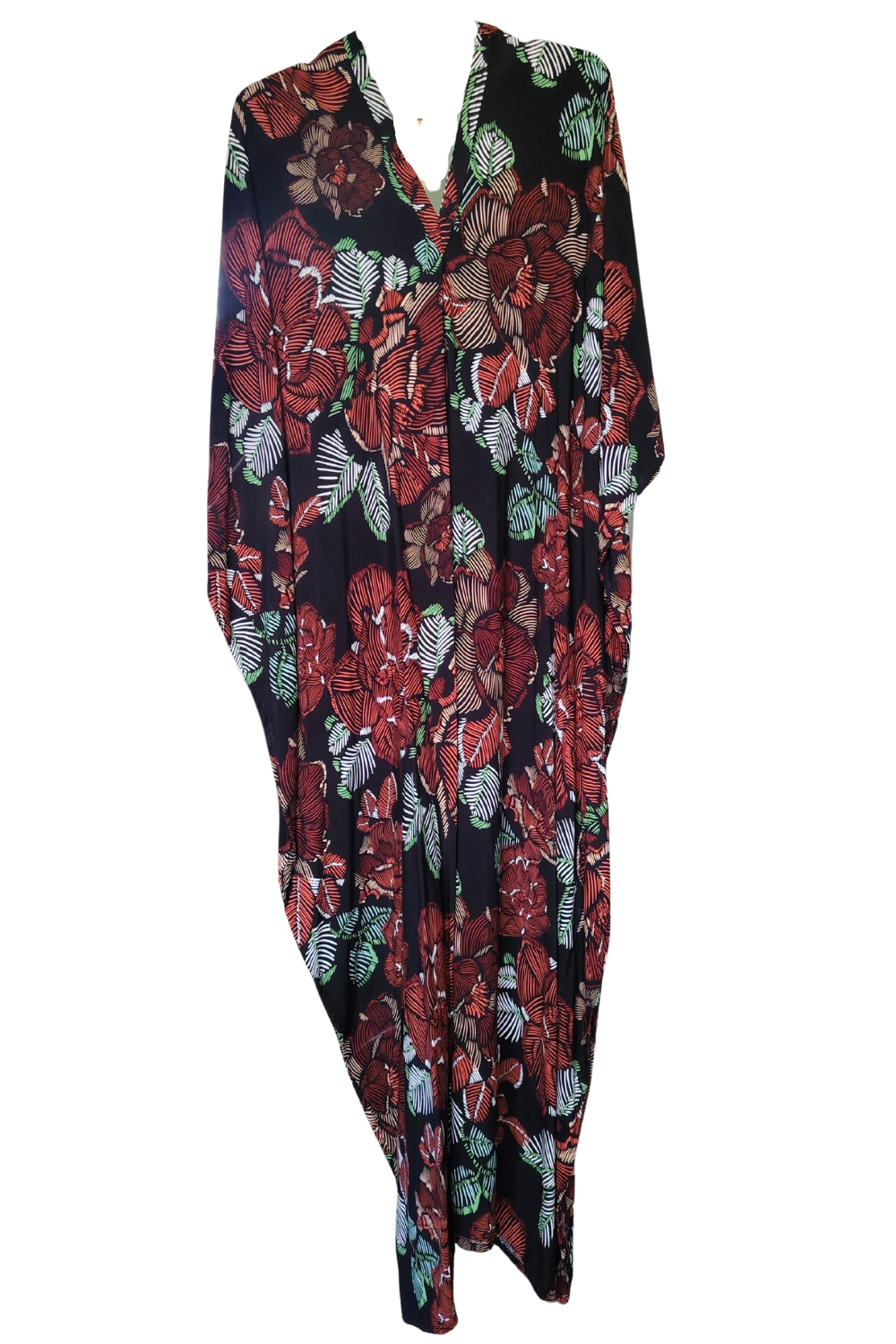 Burgundy Red Printed Kaftan