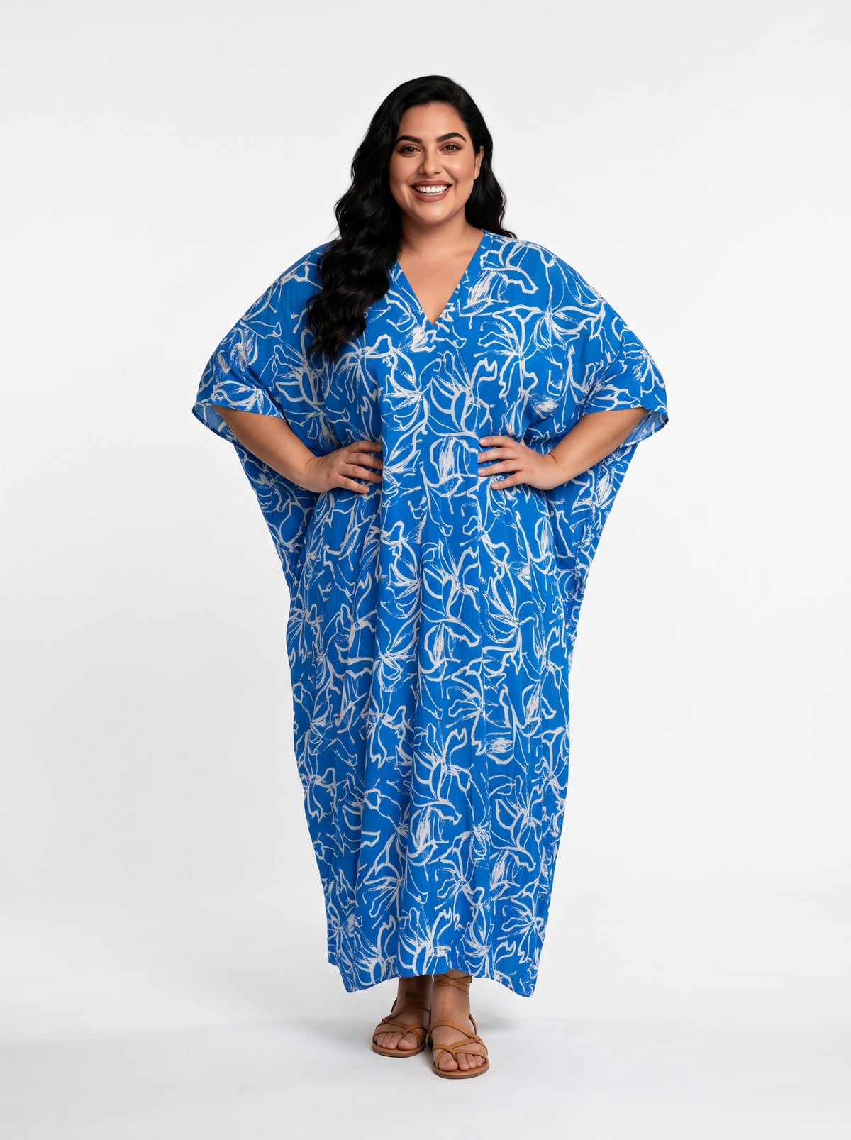 Azure Blue Printed Kaftan