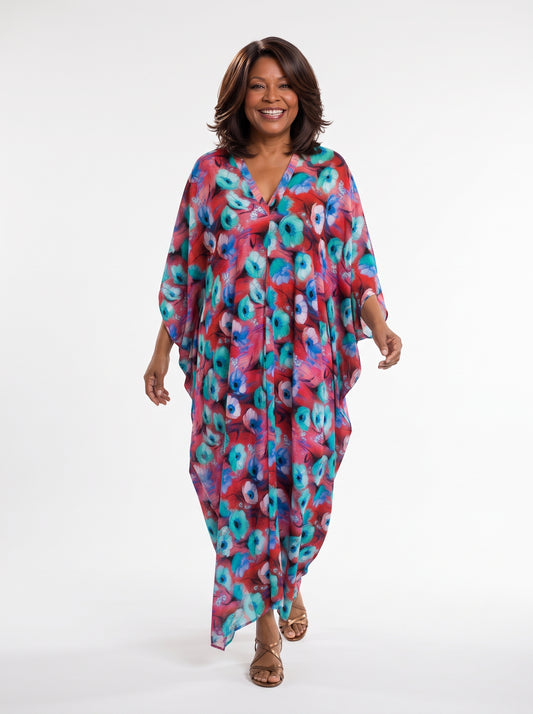 Red & Blue Printed Kaftan