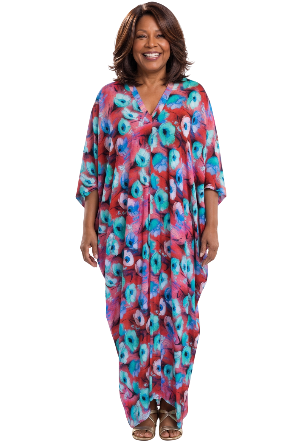 Red & Blue Printed Kaftan