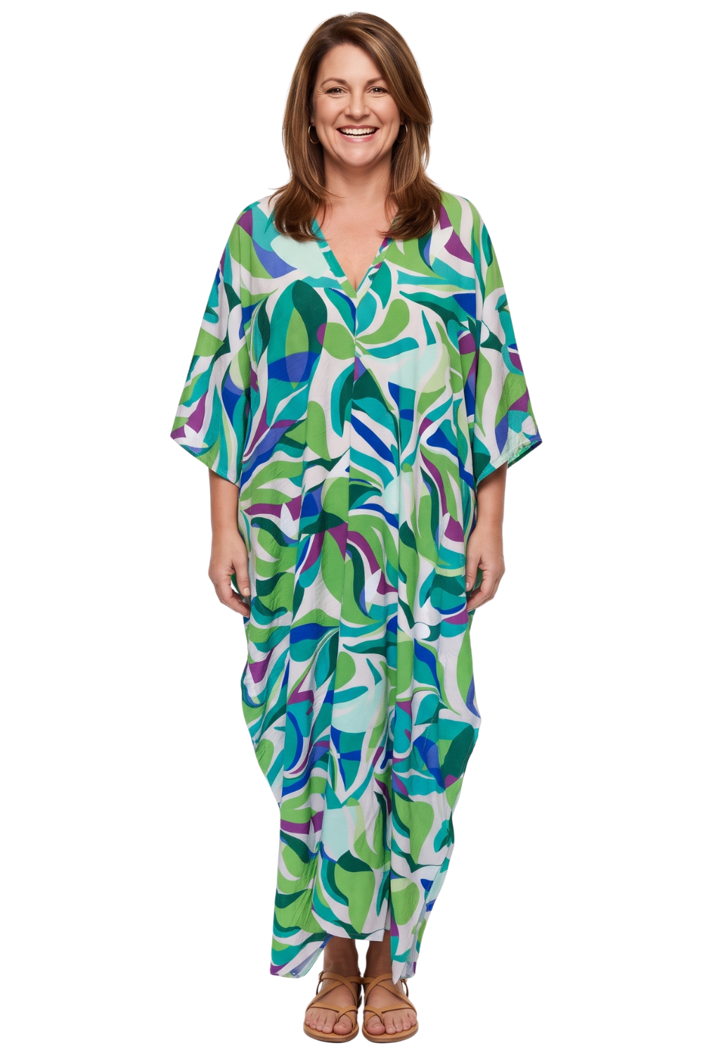 Green Printed Kaftan