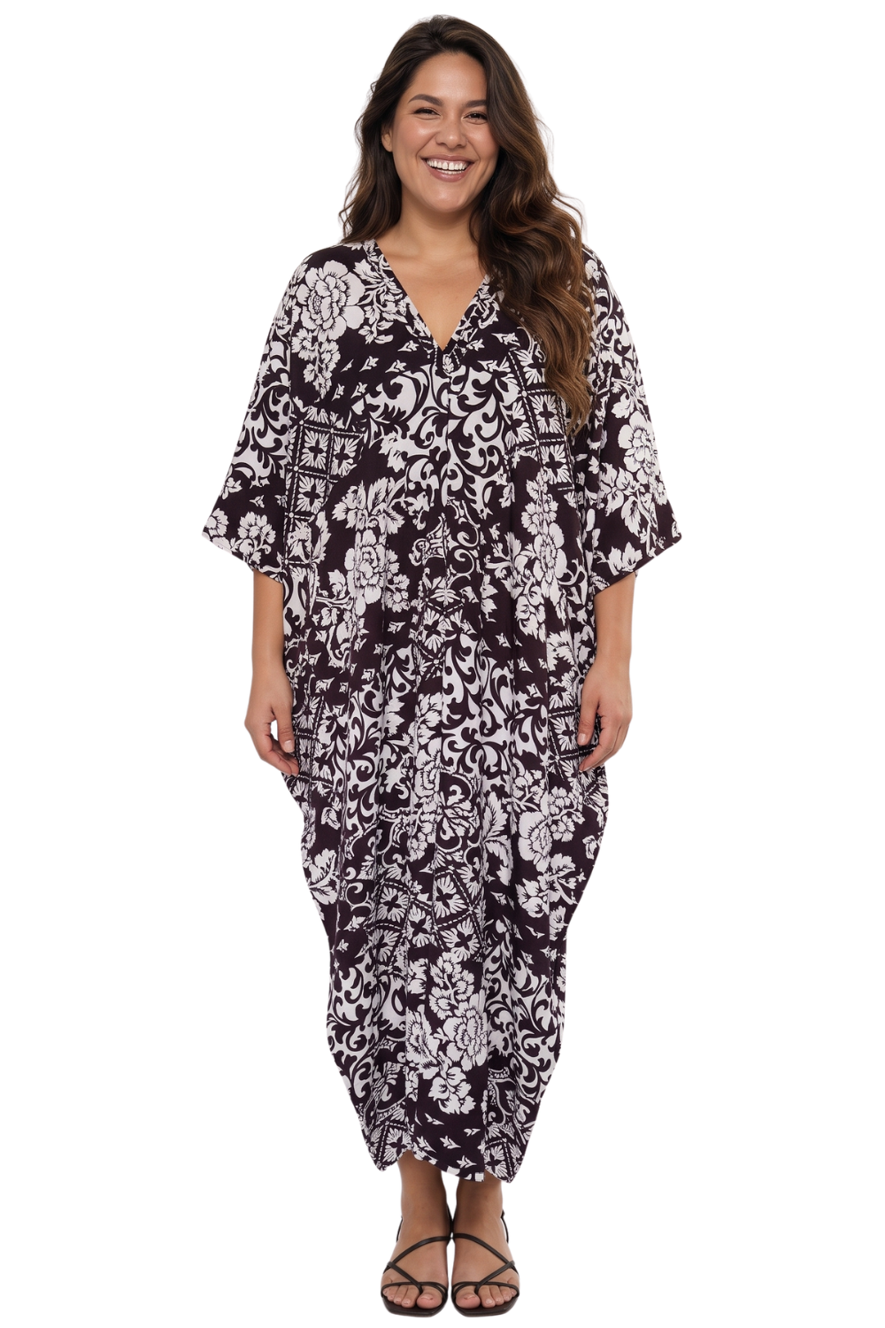 Coffee Brown Printed Kaftan