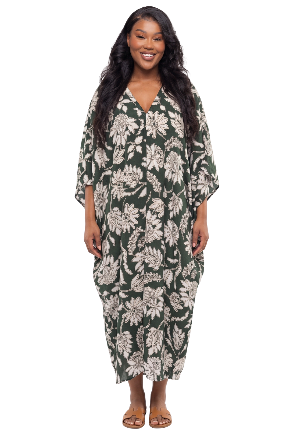 Forest Green Printed Kaftan