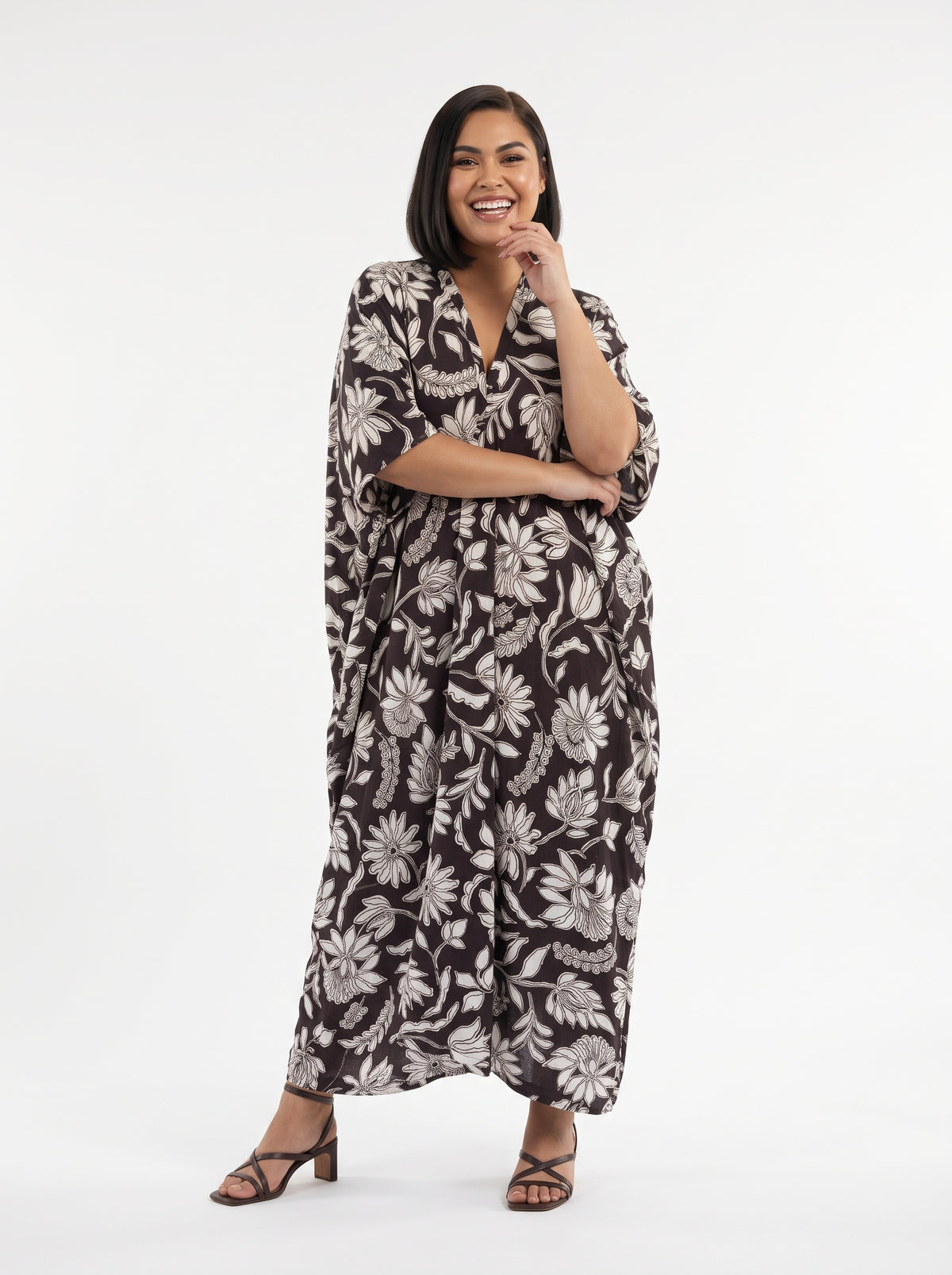 Coffee Brown Printed Kaftan